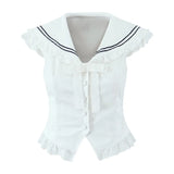 2025 New Peter Pan Collar Tank Top And Pleat Short Skirt 2 Piece Set Vest + Short Skirt White Sweet College Style Summer Outfits