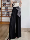 Pbong  Chic Lace Up Suit Wide Leg Pant Women Elegant Loose High Waist Bow Trousers Korean Fashion Female Casual Sweet Pants New