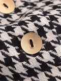 2025 New Spring Houndstooth Tweed Short Coat And Pleated Skirt Women Sets Single Breasted Retro Jacket + High Waist Skirt Suit