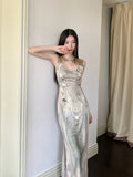 Hollow Out Vintage Bodycon Long Dress For Woman Summer 2025 Sleeveless Tunics Modest Evening Party Ladies Midi Dress