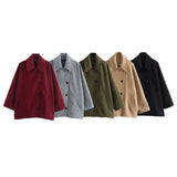 2025 New Autumn Fashion Solid Lapel Jacket For Women Single Breasted Long Sleeve Coats Female Elegant Chic Street Outwear