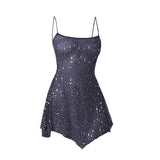 Pbong   Elegant Sequin Female Mini Dress Fashion Glitter High Waist Bodycon Woman Sexy Diamond Backless Birthday Evening Outfits