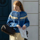 Vintage Y2k Tops Contrast Color Cardigan Loose Womens Clothing Autumn O Neck Sweater Korean Fashion Sueters De Mujer