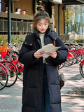 Korean Jacket Women Winter X-long Parkas Solid Hooded Thicken Warm Female Snow Wear Coat Padded Loose Clothes
