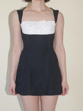 Patchwork Tank Bow Contrast Slim Dress