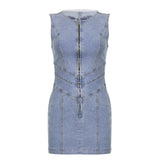 Denim Shape Heart Backless Dress