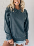 Pbong  Sweatshirt Ladies Clothes Round Neck Autumn Winter New Pullover Women's Pocket Rib Decoration Long Sleeve New