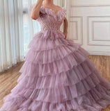 Pbong  Classic Exquisite Modern Style Organza Pattern Tiered Sequined Ball Boat Neck Long Dresses Cocktail Dresses Formal Fa formal dress