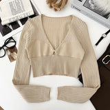 Rib Knit Crop Top with Keyhole Criss-Cross Front Long Sleeve V-Neck Short Sweater Pullovers Women Teen-girl Y2K 90s Outfit