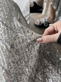 Silver Sequin A-line Fishtail Skirt Vintage Skirts for Woman Long Dress Korean Fashion Y2k Clothing Faldas Para Mujeres