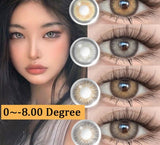 1 Pair 0~-8.00 Myopia Lenses Big Eye Lenses Colored Contact Lenses for Eyes Natural Contact Diopter Contact Lenses