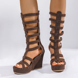 Summer Fashion Open-Toe Round-Toe Women's High Heels with Luxurious Metal Buckle - Designer New Outdoor Banquet Sandals