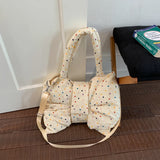 Women's Large Capacity Polka Dot Bow Tote Bag Sweet Cute Daily Crossbody Shoulder Bag New Trend Fashion Handbags and Purses