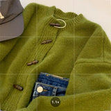 Vintage Soft Supple Round Neck Sweater Knitted Cardigan Jacket For Women Spring Autumn Idle Style Top