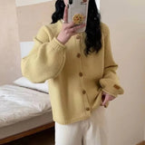 Button Up Cardigan Sweater for Women Cozy Knitted Long Sleeve Single Breasted Sweater Jacket Autumn Winter Casual Chic Outfit