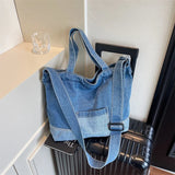 Pbong  Korean Canvas Shoulder Crossbody Women's Bag Denim Fashion Girl Students Messenger Book Bag for Woman New in Large Handbags  black bag tote bag
