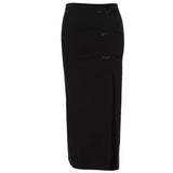 Pbong  Skinny High Waist Retro Bow Split Skirts Summer Women's SKirt New Sexy Solid Color Fashion Maxi Skirt for Women Clothing