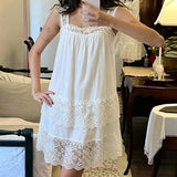 Pbong  Women Fairy Lace Mini Dress Y2k Floral Lace Trim Ruffle Short Dress Vintage Coquette Backless Mesh Babydoll Dresses
