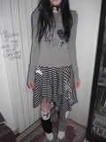 Japanese Style Harajuku Striped Skirt Women Vintage Gothic Y2k Grunge Mini Skirt Punk Irregular Streetwear Short Skirts