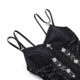 Goth Dark Lolita Gothic Aesthetic Bandage Corset Dresses Grunge Style Black Embroidery Emo Dress Women A-line Party Alt Clothes