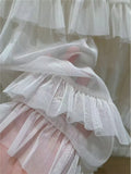 Sweet Chic Ruffle Mesh Tutu Cake Skirt Elastic Waist Beige Streetwear Long Skirt 2025 New Spring Summer A-line Fashion Skirts