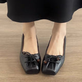 Pbong  Women's Loafers Shoes Square Toe Shallow Designer Heels Shoes New Heeled Sandals Retro Fad Walking Leather Casual Mujer Zapatos