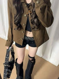 Women Jackets Stand Necl Print Single Breasted Outwear 2000s Ropa Mujer Casual Fashion Korean Coats Harajuku Y2k Tops