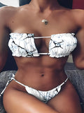 Tie Back Marble Sleeveless Bikini Women Sexy String Swimsuit Swimwear Female Bathers Bathing Swimming Swim Suit Beachwear