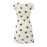 2025 New Summer Flocking Flower Sweet Chic Tight Dress Square Collar Retro Short Dress Double Layer Mesh Sweet Chic Women Dress