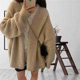 Oversized Open Front Knit Cardigan for Women Comfy Sweater Coat Female Open-front Duster Cardi Casual Chic Autumn Winter Outfit