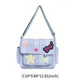 Pbong  Women Cute Star Pattern Shoulder Bags Lightweight Minimalist Checkered Sling Pack Wear- Commute Work Tote Purse