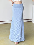 Pbong  French Elegant Fish Tail Skirt Plaid Pleated High Waist Design Female Slim Long Skirt Spring Summer New Women's Clothing