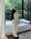 Pbong  Knitted Maxi Dresses Women's Clothing V-neck Sleeveless Robe Femme  Fashion Slim Hollow Out Summer Dress