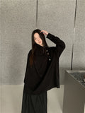 Irregular Black Oversized Designer Shirt For Women Long Sleeve Top High Fashion Trending Clothing