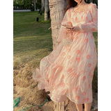 Pbong  Pink and Tender Printed Dresses with Beautiful Clear and Romantic Atmosphere Cute Long and Short Style of Celebrity Lady