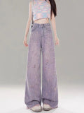 Pbong  Spring Summer New Jeans Hole Raw edge Design High Waist Casual Loose Wide Leg Pants Y2k Harajuku Vintage Women's Clothing