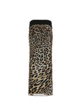 Contrast Leopard Print Slim Split Elegant Sexy Black Long Skirts Womens Vacation Outfits