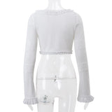 Fashion Y2K Ruffle Tiered Mini Skirts Co-ord Sets Elegant Outfits Tie Front Tops and Skirt 2 Piece Matching Sets