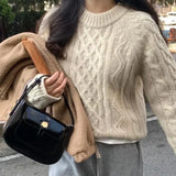 High Quality Small Square Bag Korean Fashion Designer Vintage Genuine Leather Shoulder Crossbody Handbags Women Commuter Bolsos