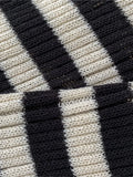 2025 Short Sleeve Stripe Knit Long Dress V-neck Thin Hollow Out Casual Dress High Stretchy Summer Vacation Beach Female Cloth