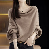 Cowl Neck Knit Top for Women Batwing Sleeve Sweater Pullovers Female Fine Knitwear Autumn Winter Elegant Outfit