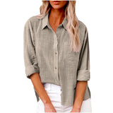 100% Cotton Linen Long Sleeve Shirts Women Clothing Y2k Tops Vintage Fashion Clothes Tshirt Elegant Casual Tees Streetwear