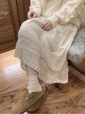 Thin Lace Half Skirt Women Summer Long Skirts Japanese Style Vintage Cake Skirts for Women Korean Fashion Faldas Largas