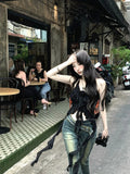Sexy Tank Tops Women Sleeveless Irregual Leopard Crop Tops Halterneck Camis Streetwear Party Wear Tanks Summer Beach
