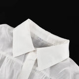 Casual Loose See-Through Shirts Women's Autumn Lapel Long Sleeve Patchwork Blouse Top Streetwear Female Solid Shirts Top