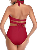 2025 Women's Bikinis Set Solid Color Knot Twist Bikini Swimsuit High Waist Adjustable Strap Two Piece Bathing Swimwear