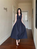 Lace Pathwork Sleeveless Long Modest Dress Summer 2025 Party Evening Dress 2025 V Neck Tunics A Line Midi Dress Clothes