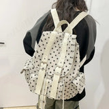 Pbong  Japanese Polka Dot Print Backpack Women Korean Daypack Large Capacity Travel Rucksack Cute School Bookbags Retro Causal Daypack