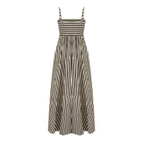 Pbong  Women's Long Cami Dress Stripe Print Spaghetti Strap Loose A-line Flowy Dress Summer Casual Bohemian Elegant Chic Dresses