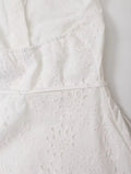 Hollow Out Embroidery Long Dress 2025 New Summer Sleeveless Halter Neck Vacation Beach Women Dress Fashion Backless White Dress